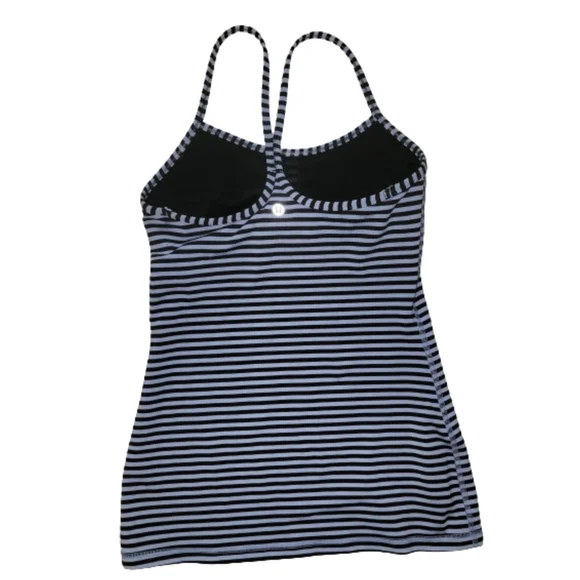 Lululemon Striped Power Y Tank Top Spaghetti Strap Blueish-Purpleish/Black Sz 6 - Picture 10 of 15